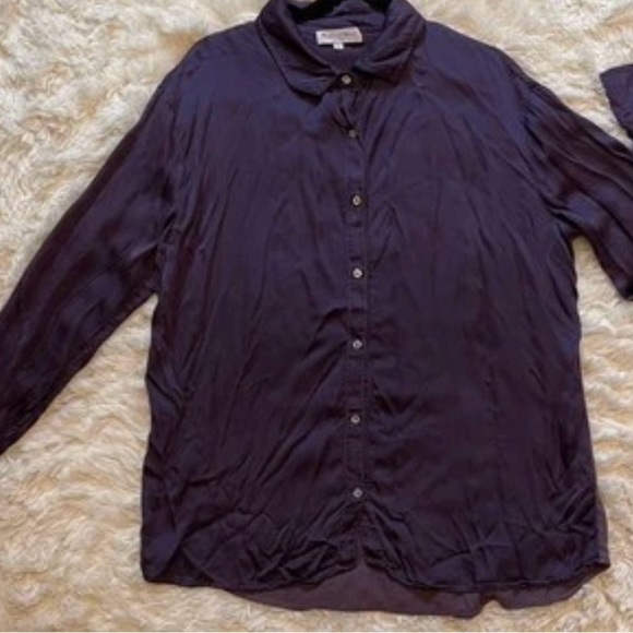 Michael Stars Plum Button-Front Blouse Quiet Luxury‎ Officecore Jewelcore Size M - Picture 6 of 10